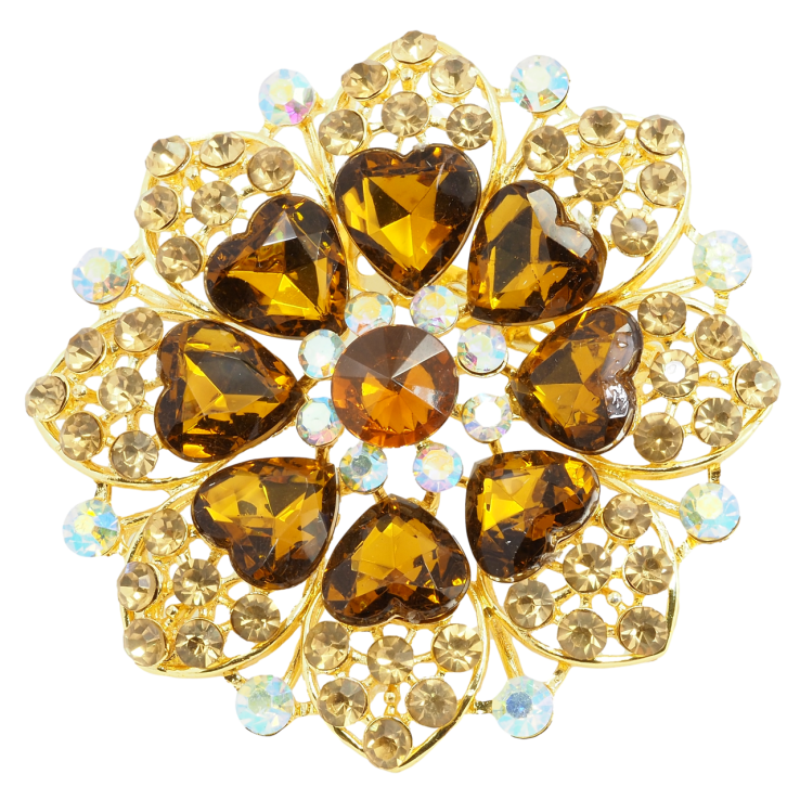 Брошка Квітка з коричневими стразами фото №3 Брошка Квітка з коричневими стразами фото №3