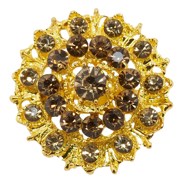 Брошка Квітка з коричневими стразами фото №4 Брошка Квітка з коричневими стразами фото №4