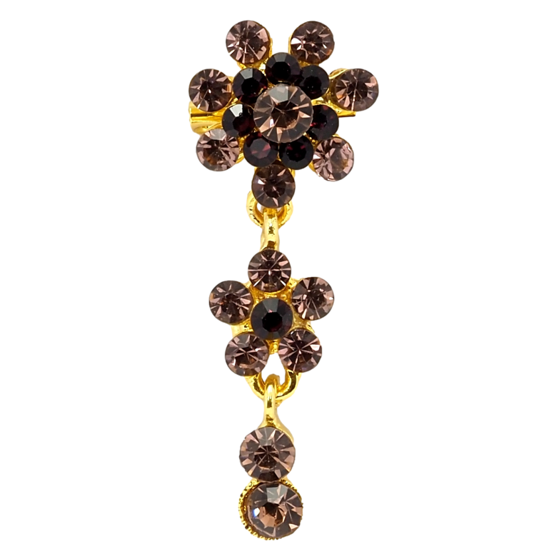 Брошь Кристальные бордовые цветочки фото №1