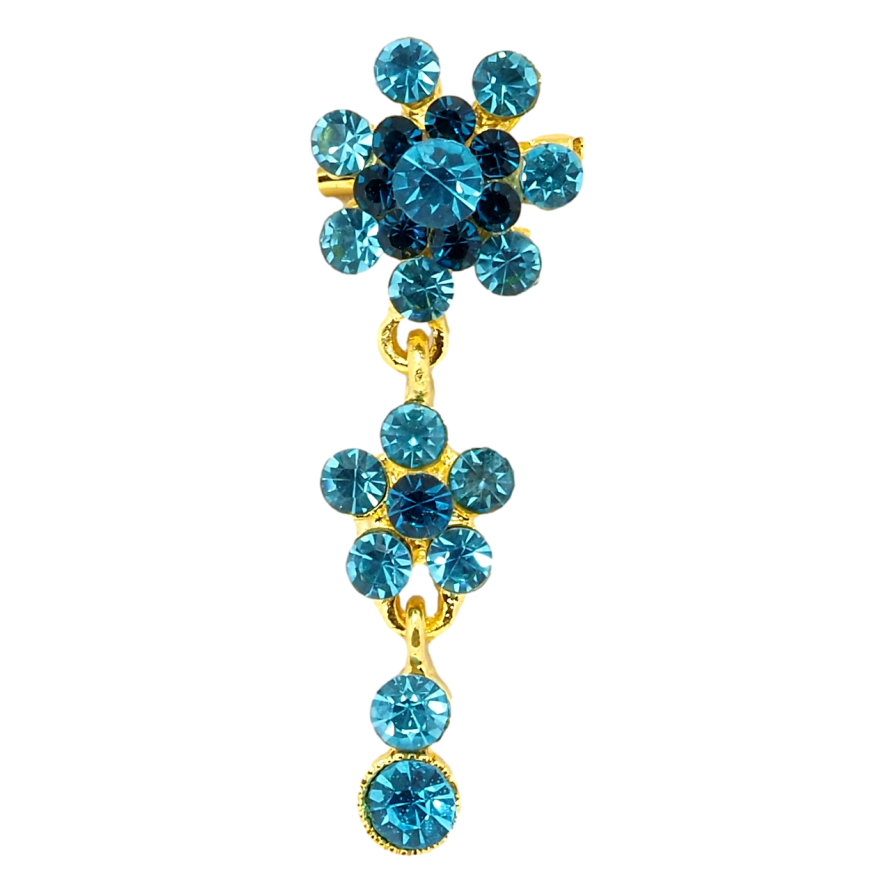 Брошь Кристальные голубые цветочки фото №1