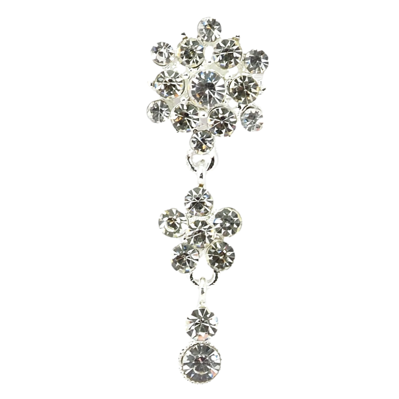 Брошка Кристальні білі квіточки фото №1