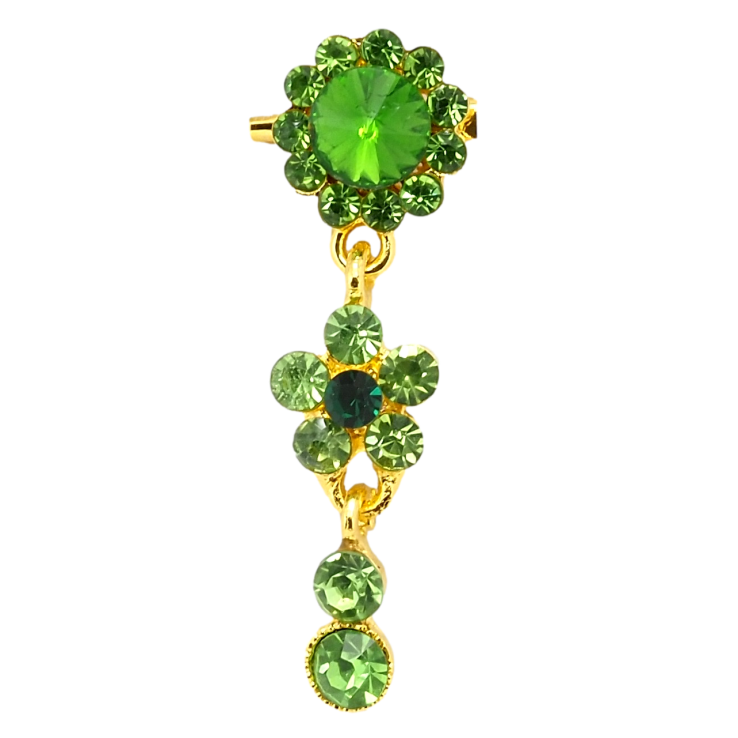 Брошка Квіткова підвіска із зеленими стразами фото №9