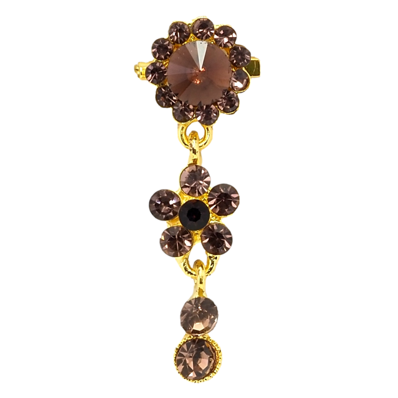 Брошка Квіткова підвіска з бордовими стразами фото №1