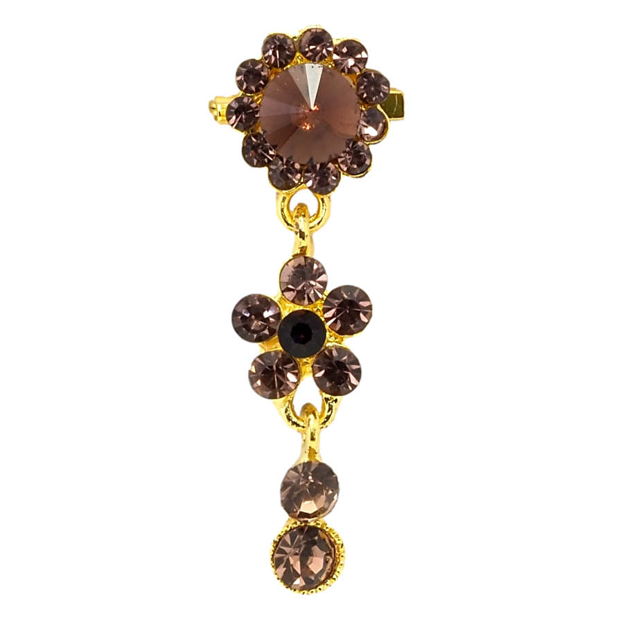 Брошка Квіткова підвіска з бордовими стразами фото №1 Брошка Квіткова підвіска з бордовими стразами фото №1