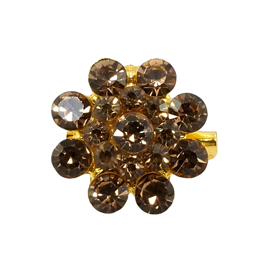 Брошь Цветок из коричневых страз фото №1