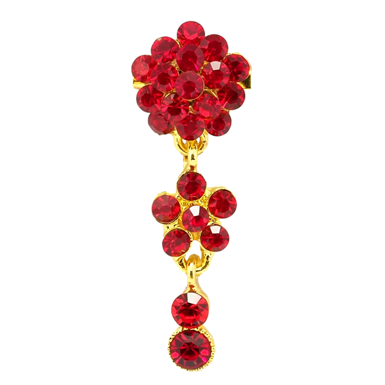 Брошка Квіткова підвіска з червоних страз фото №1