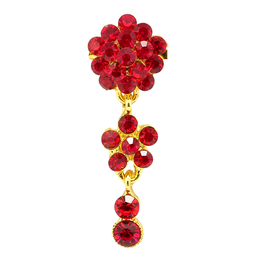 Брошка Квіткова підвіска з червоних страз фото №1 Брошка Квіткова підвіска з червоних страз фото №1
