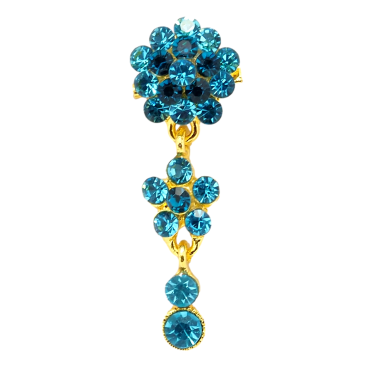 Брошка Квіткова підвіска з бірюзових страз фото №2