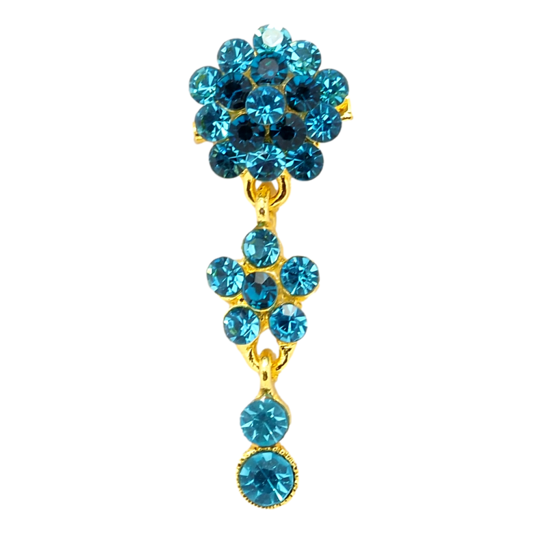 Брошка Квіткова підвіска з бірюзових страз фото №1 Брошка Квіткова підвіска з бірюзових страз фото №1