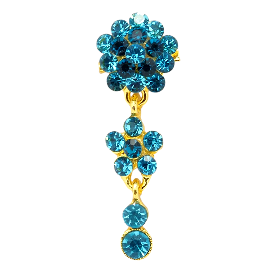 Брошка Квіткова підвіска з бірюзових страз фото №1 Брошка Квіткова підвіска з бірюзових страз фото №1