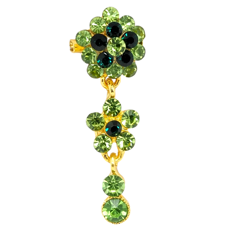 Брошка Квіткова підвіска із зелених страз фото №8