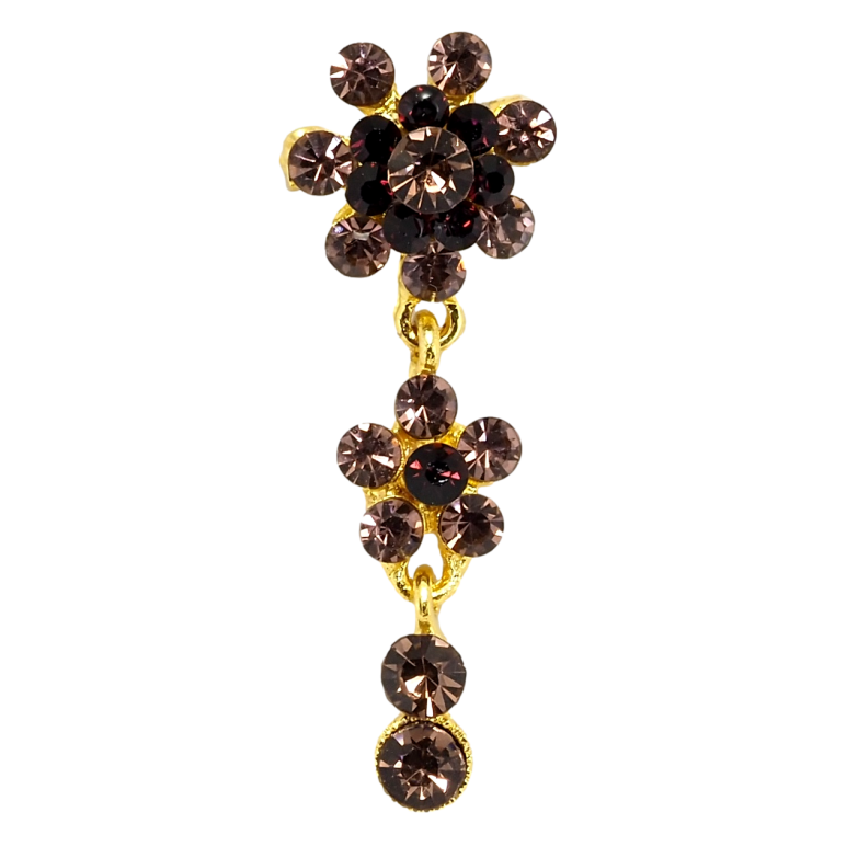 Брошь Цветочная подвеска из бордовых страз фото №1