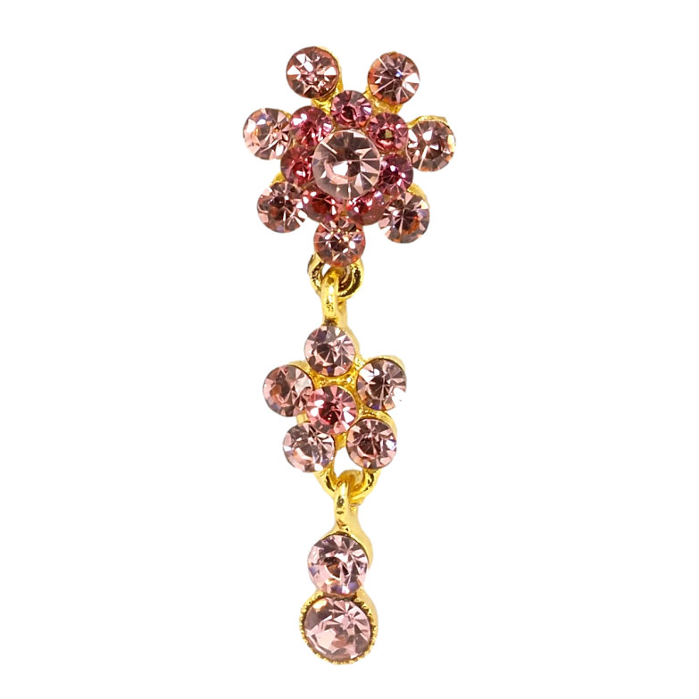 Брошь Цветочная подвеска из розовых страз фото №1