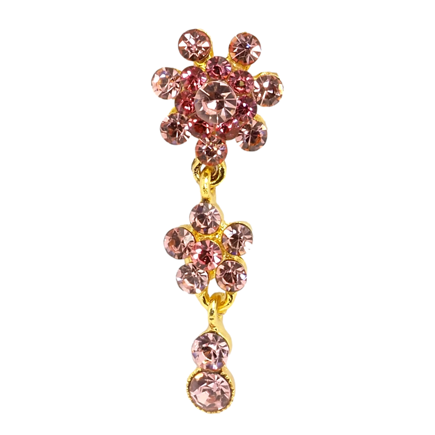 Брошь Цветочная подвеска из розовых страз фото №1