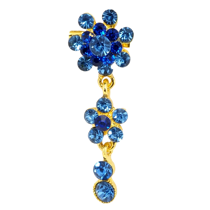 Брошка Квіткова підвіска із синіх страз фото №4