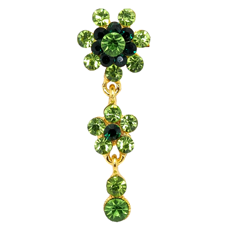 Брошка Квіткова підвіска із зелених страз фото №7