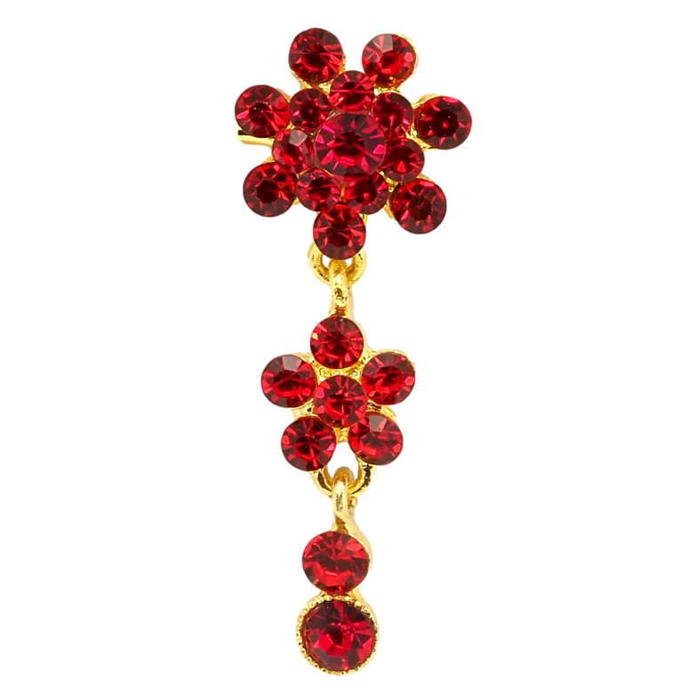 Брошь Цветочная подвеска из красных страз фото №1