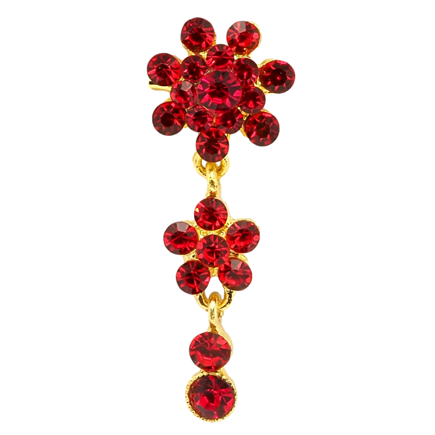 Брошка Квіткова підвіска з червоних страз фото №1 Брошка Квіткова підвіска з червоних страз фото №1