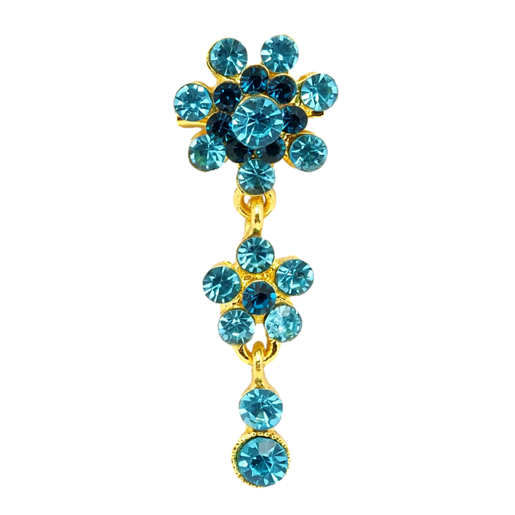 Брошка Квіткова підвіска з бірюзових страз фото №3