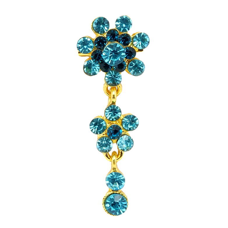 Брошка Квіткова підвіска з бірюзових страз фото №1