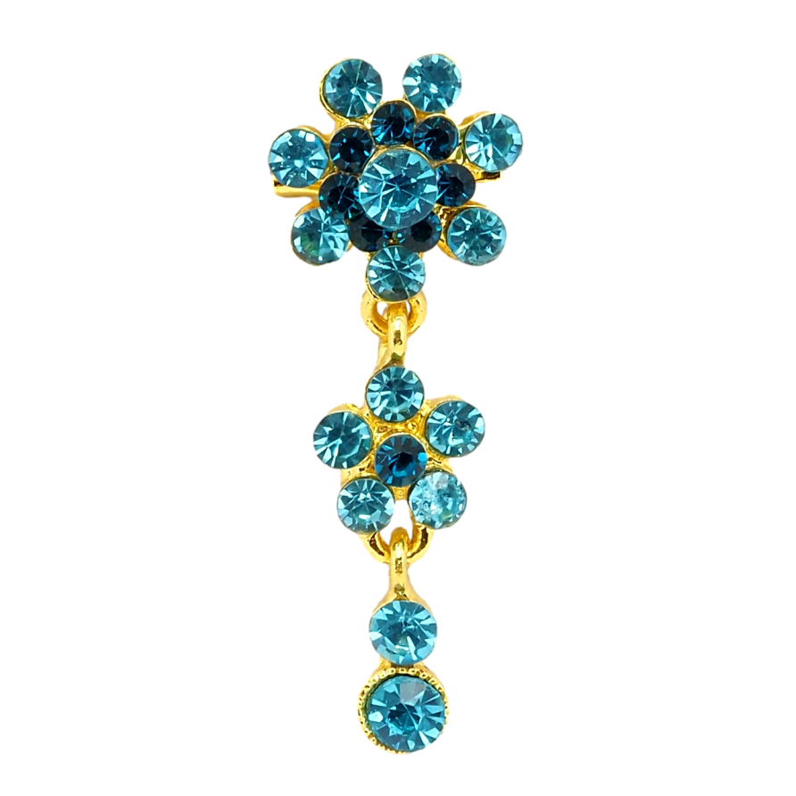 Брошка Квіткова підвіска з бірюзових страз фото №1 Брошка Квіткова підвіска з бірюзових страз фото №1