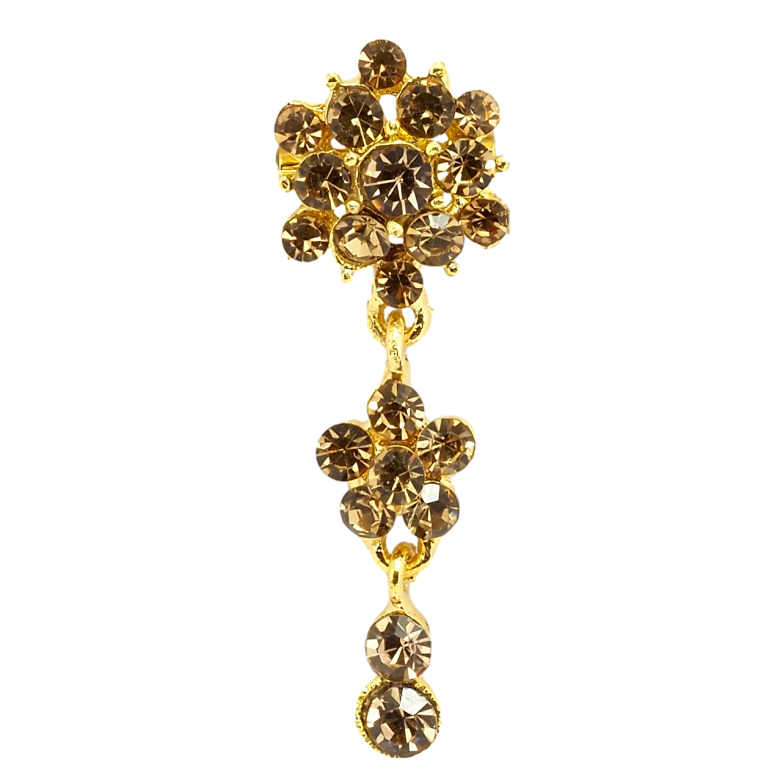 Брошь Цветочная подвеска из коричневых страз фото №1