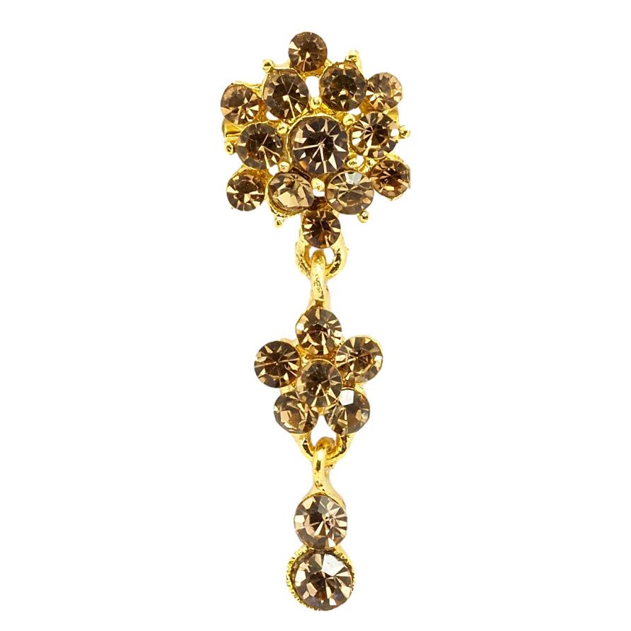 Брошь Цветочная подвеска из коричневых страз фото №1 Брошь Цветочная подвеска из коричневых страз фото №1