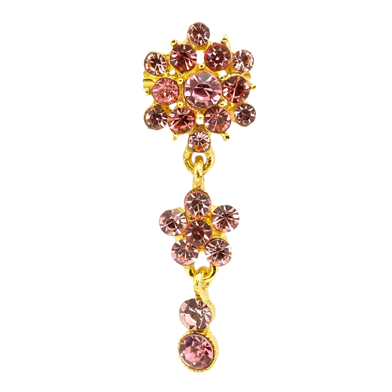 Брошь Цветочная подвеска из розовых страз фото №1