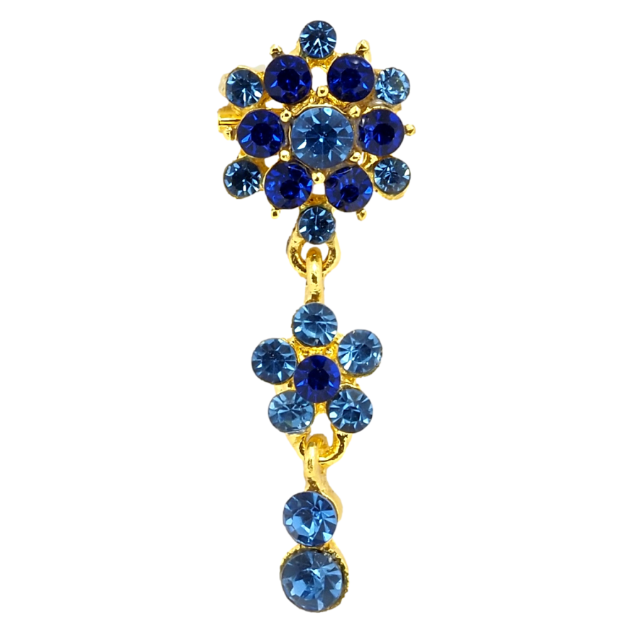 Брошка Квіткова підвіска із синіх страз фото №1