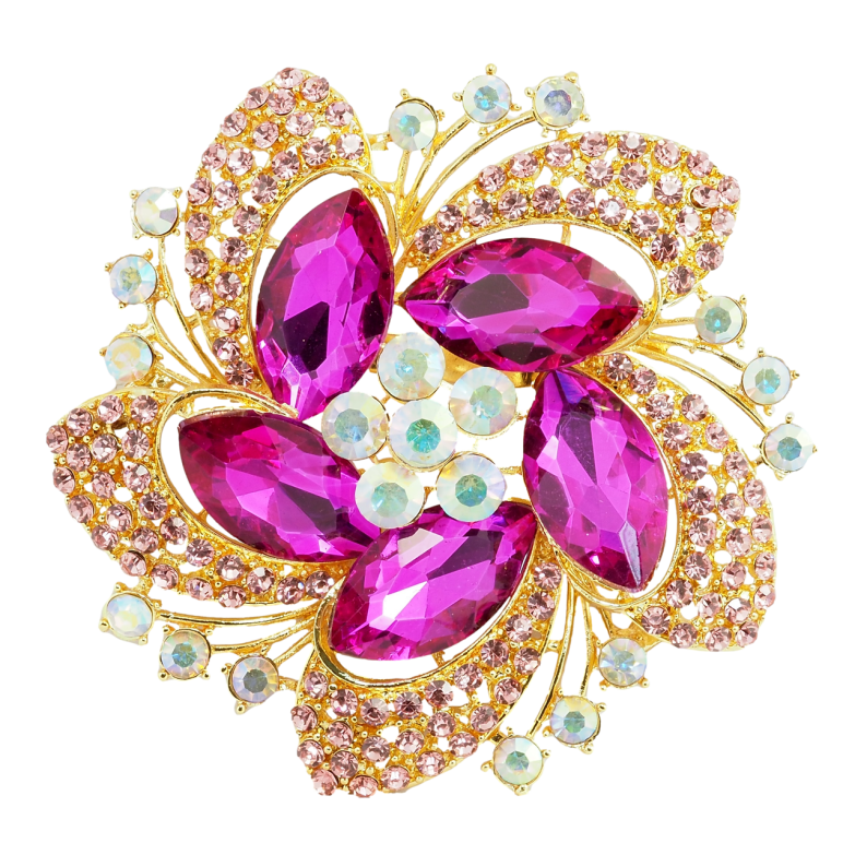 Брошка Велика рожева квітка фото №1