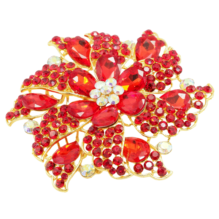 Брошь Большой цветок с красными стразами фото №8 Брошь Большой цветок с красными стразами фото №8