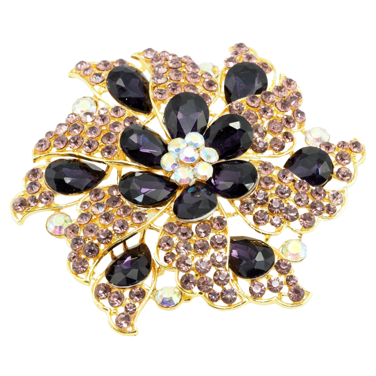 Брошь Большой цветок с бордовыми стразами фото №13 Брошь Большой цветок с бордовыми стразами фото №13