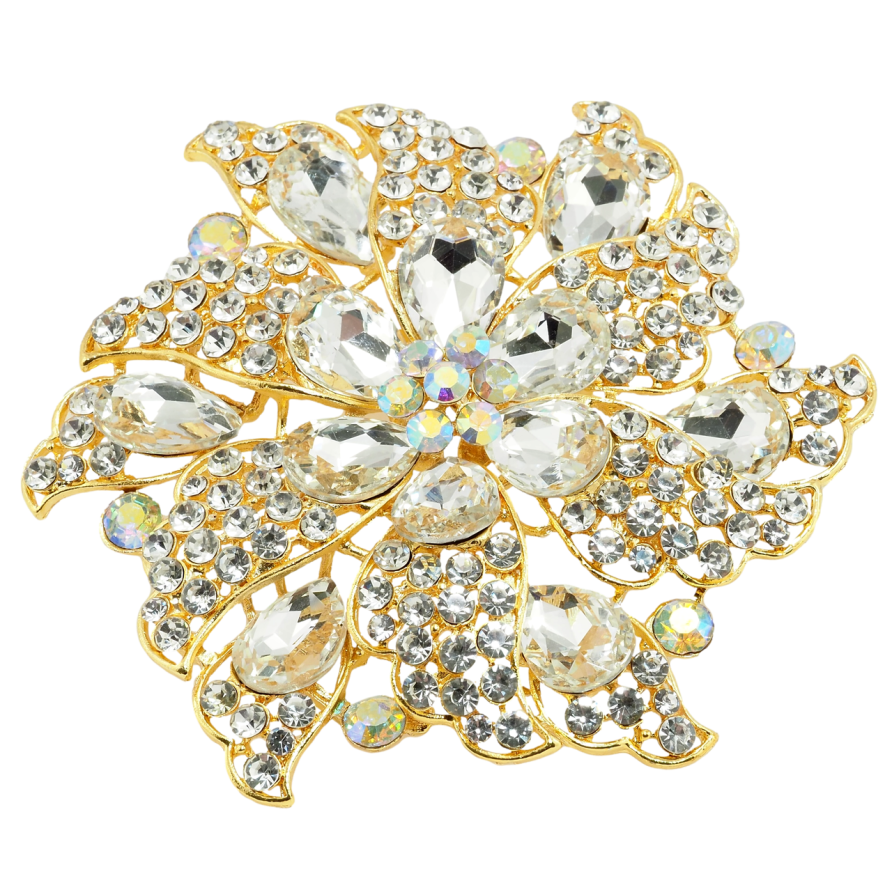 Брошь Большой цветок со стразами фото №1