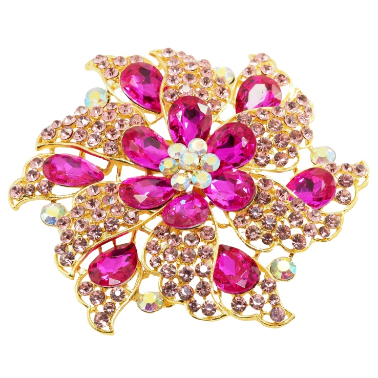 Брошь Большой цветок с розовыми стразами фото №6 Брошь Большой цветок с розовыми стразами фото №6