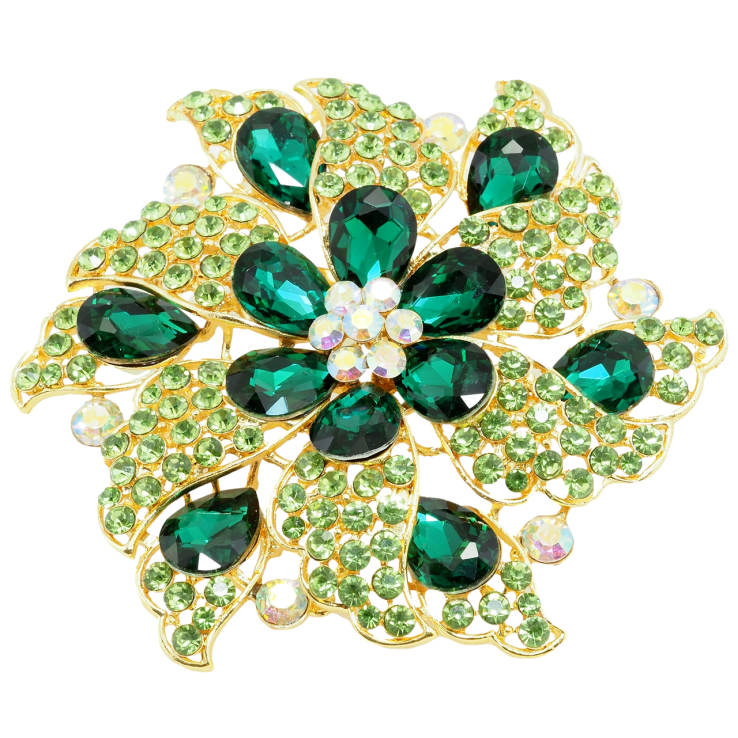 Брошь Большой цветок с зелеными стразами фото №11 Брошь Большой цветок с зелеными стразами фото №11