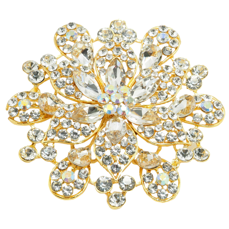 Брошка Велика квітка зі стразами фото №1