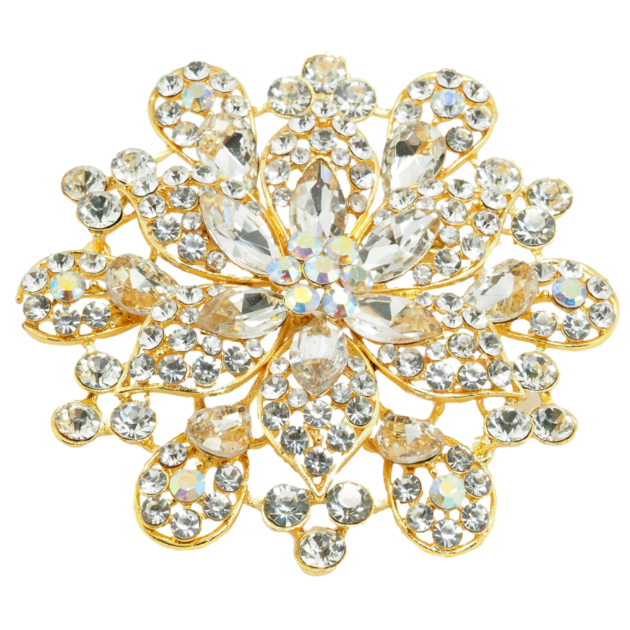 Брошь Большой цветок со стразами фото №1