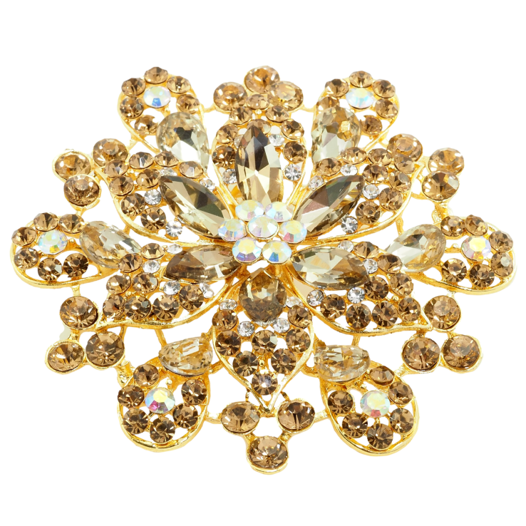Брошь Большой цветок с золотистыми стразами фото №9 Брошь Большой цветок с золотистыми стразами фото №9