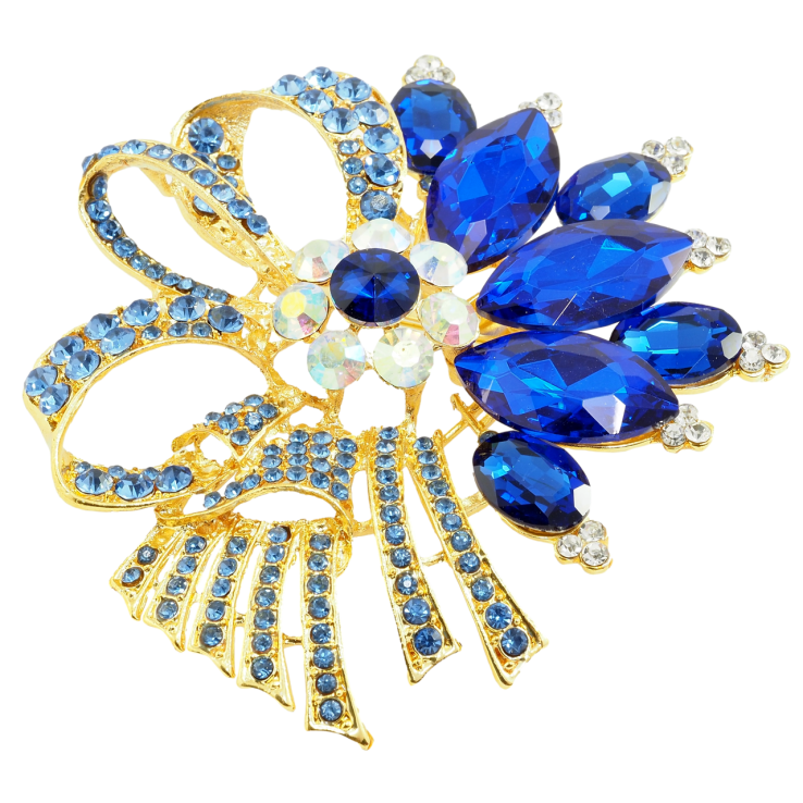 Брошь Большой букет с синими стразами фото №16 Брошь Большой букет с синими стразами фото №16