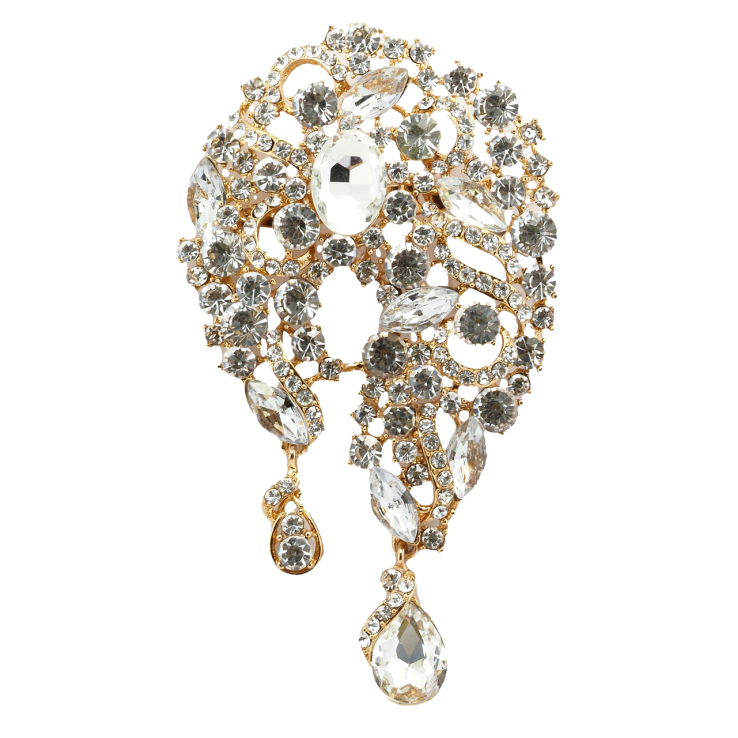 Брошка Квіткова композиція з білих страз фото №16