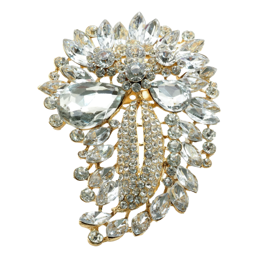 Брошка Кристальна квітка з білих страз фото №1
