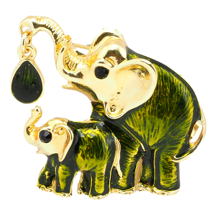 Брошь Два слоника салатовых фото №1 Брошь Два слоника салатовых фото №1