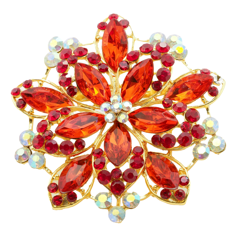 Брошь-кулон Квітка з червоними стразами фото №3