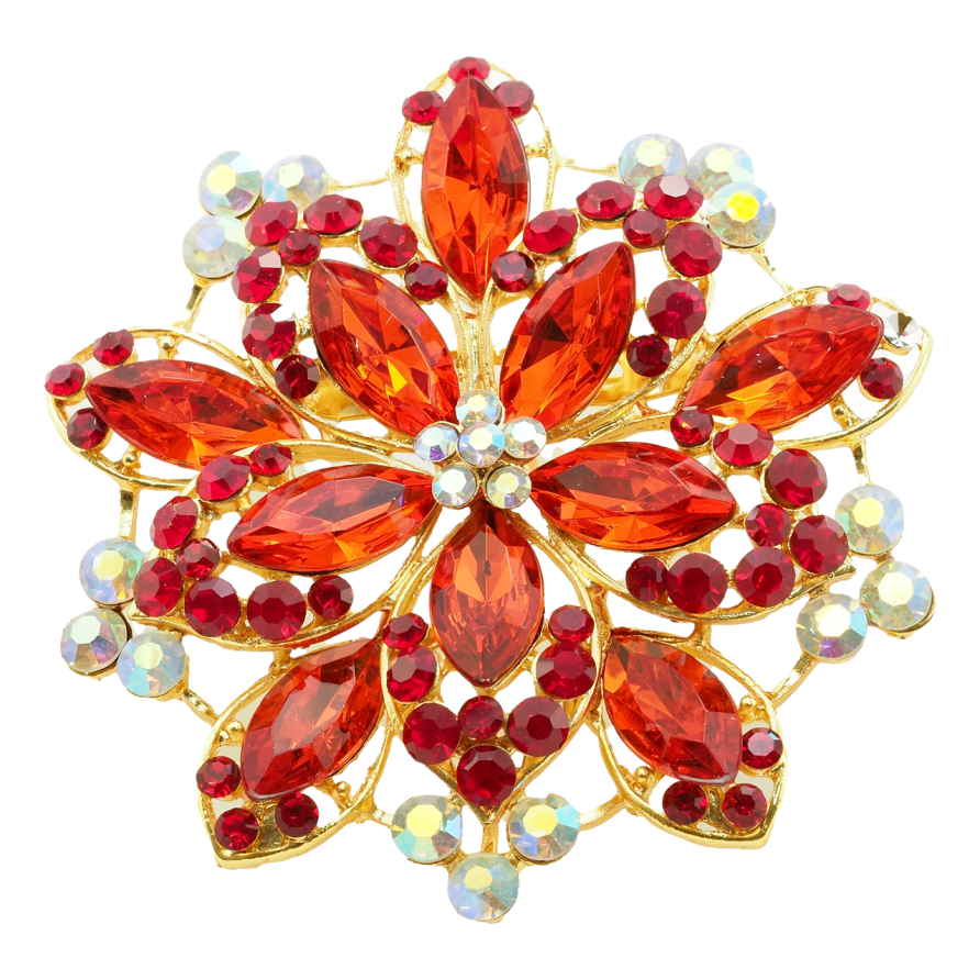 Брошь-кулон Квітка з червоними стразами фото №1 Брошь-кулон Квітка з червоними стразами фото №1