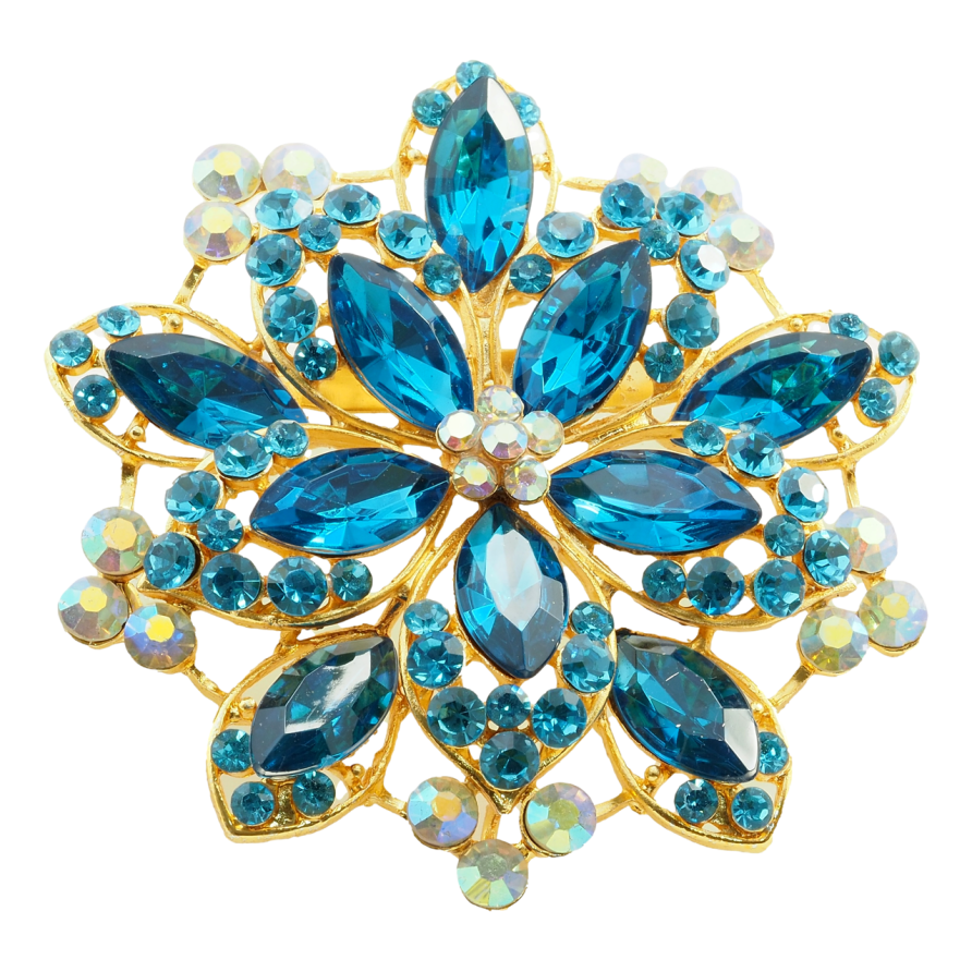 Брошь-кулон Квітка з блакитними стразами фото №1 Брошь-кулон Квітка з блакитними стразами фото №1