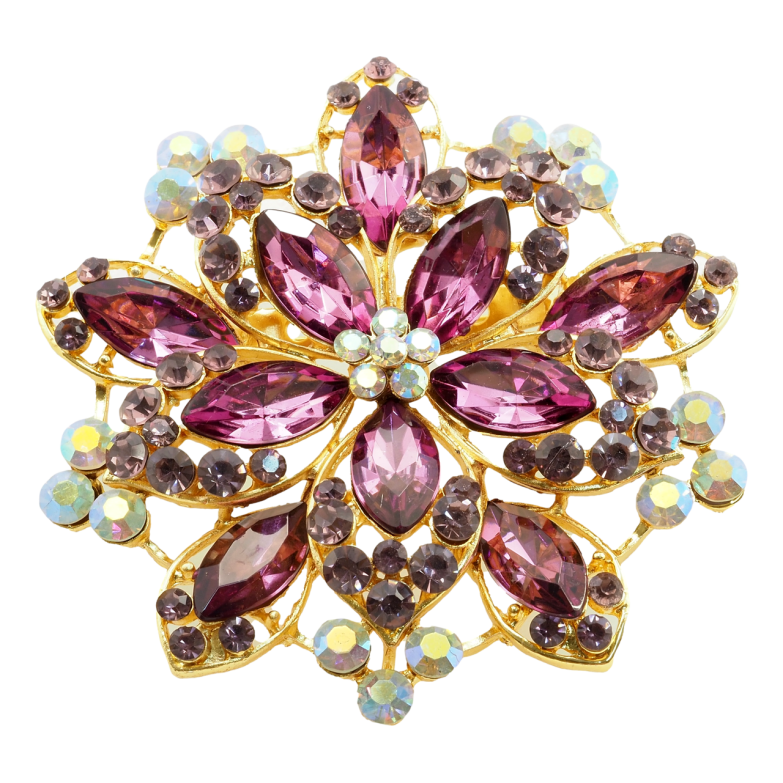 Брошь-кулон Квітка з фіолетовими стразами фото №1