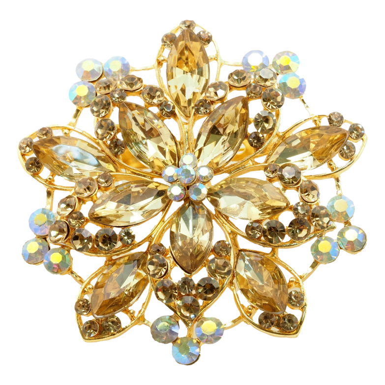 Брошь-кулон  Цветок с коричневыми стразами фото №1