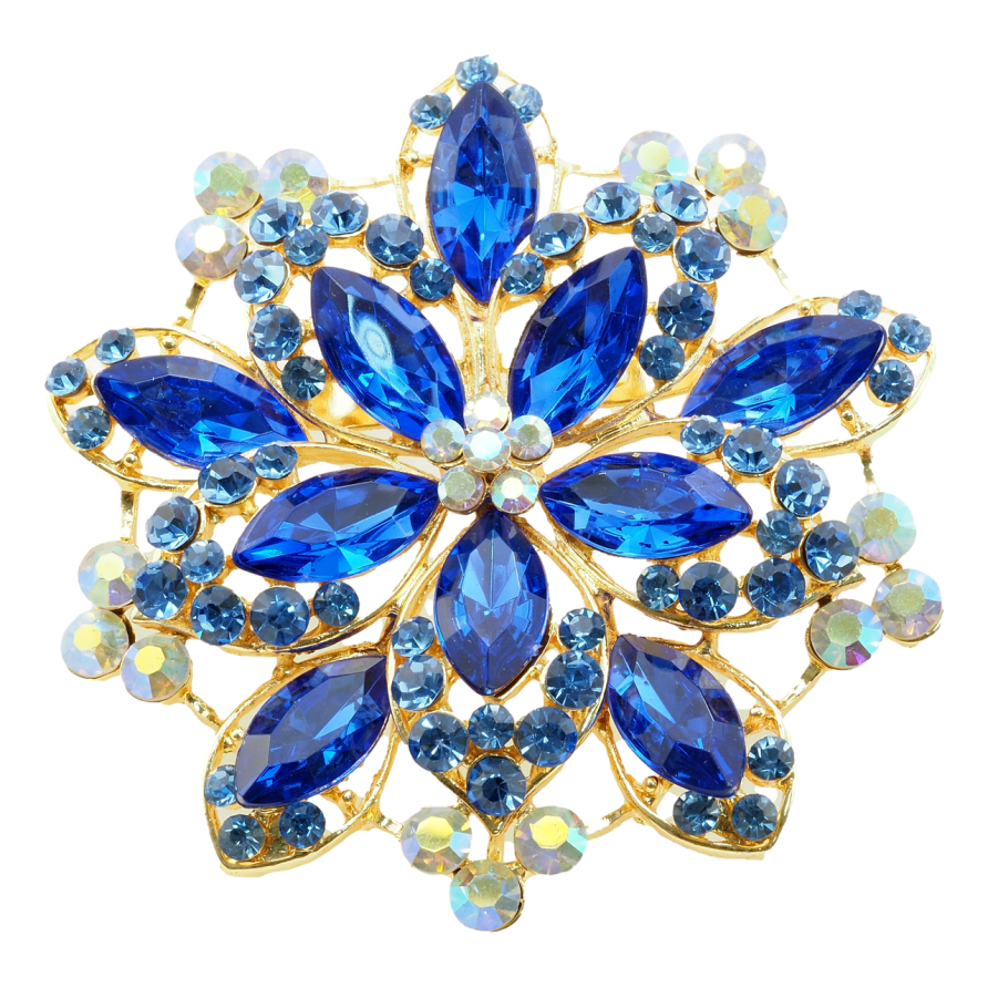 Брошь-кулон Квітка з синіми стразами фото №1 Брошь-кулон Квітка з синіми стразами фото №1