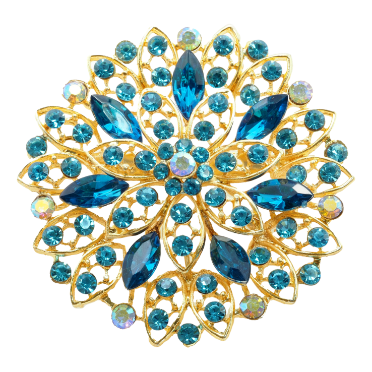Брошка Квітка з блакитними стразами фото №8 Брошка Квітка з блакитними стразами фото №8