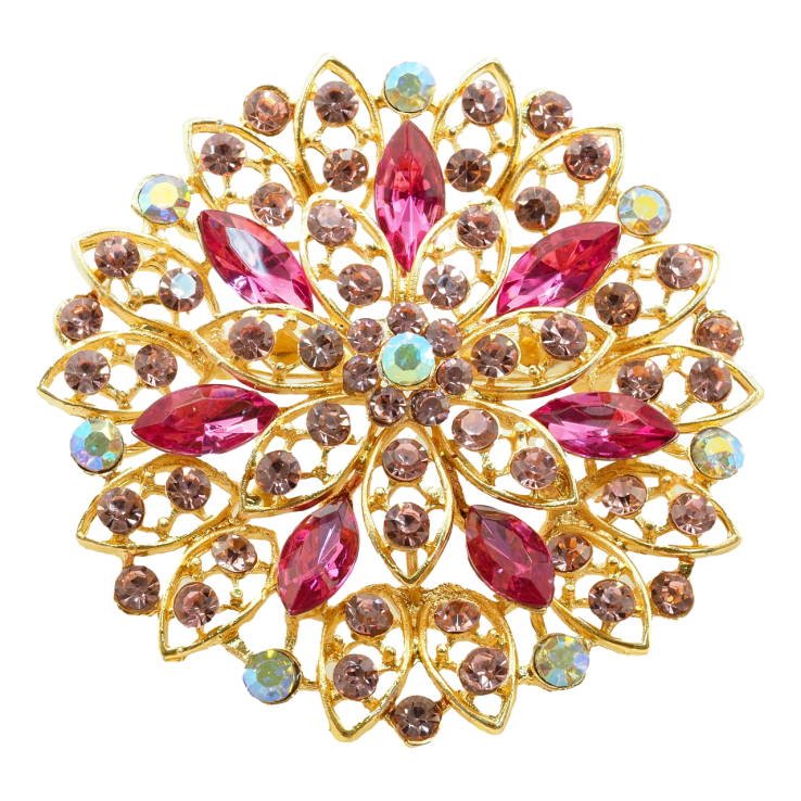 Брошка Квітка з рожевими стразами фото №7 Брошка Квітка з рожевими стразами фото №7